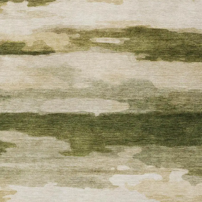 Olive Green And Green Abstract Washable Indoor Outdoor Area Rug Photo 4