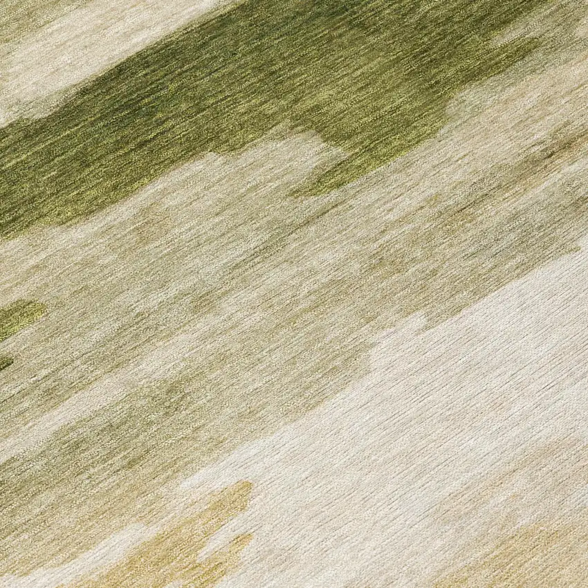 Olive Green And Green Abstract Washable Indoor Outdoor Area Rug Photo 7