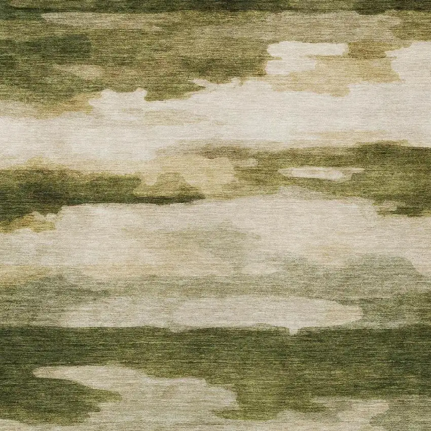 Olive Green And Green Abstract Washable Indoor Outdoor Area Rug Photo 5