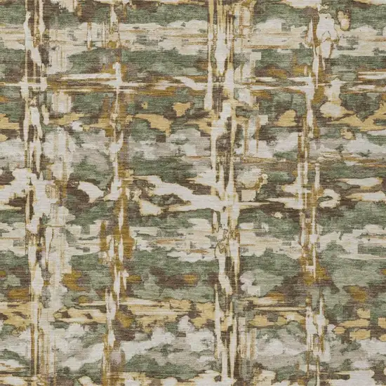 Olive Green And Green Abstract Washable Indoor Outdoor Area Rug Photo 3