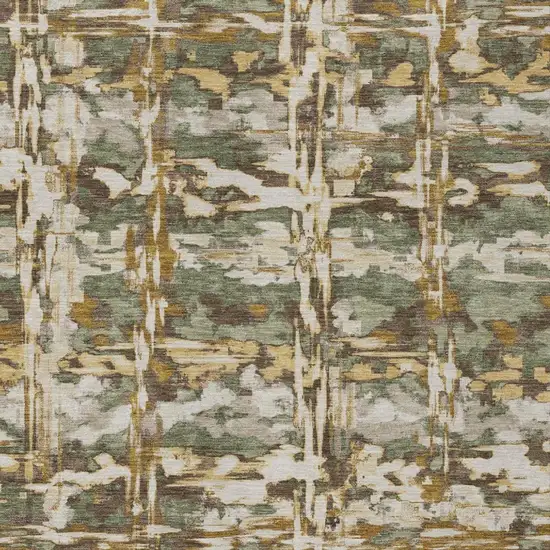 Olive Green And Green Abstract Washable Indoor Outdoor Area Rug Photo 2