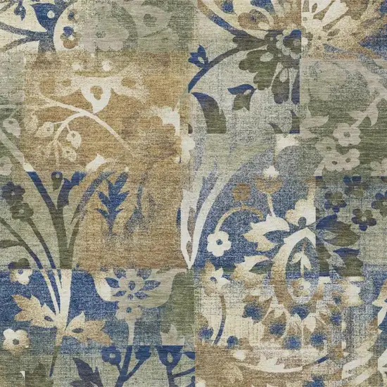 Olive Green And Green Botanical Leaves Washable Indoor Outdoor Area Rug Photo 1