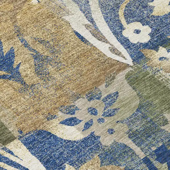 Olive Green And Green Botanical Leaves Washable Indoor Outdoor Area Rug Photo 5