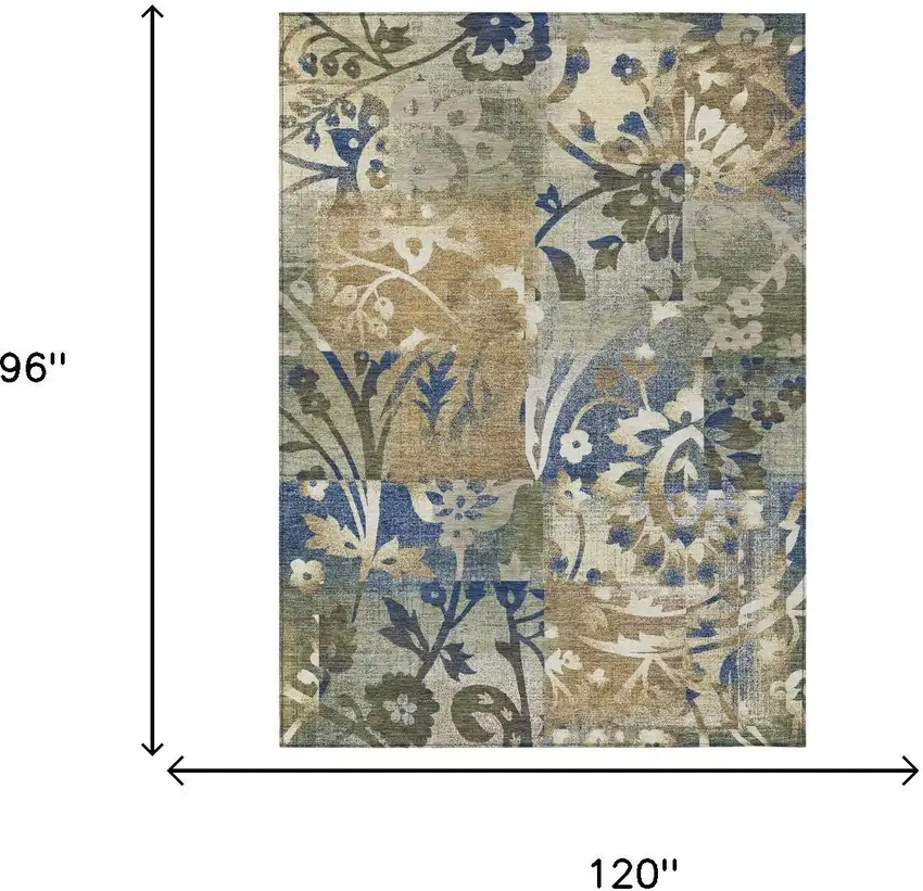 Olive Green And Green Botanical Leaves Washable Indoor Outdoor Area Rug Photo 6
