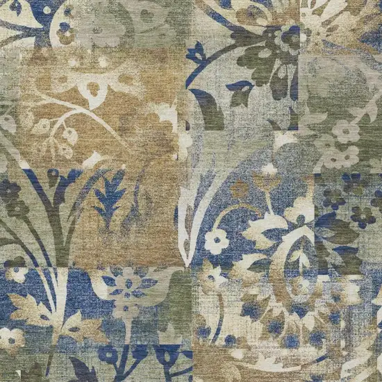 Olive Green And Green Botanical Leaves Washable Indoor Outdoor Area Rug Photo 1