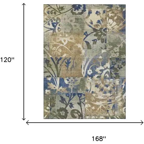 Olive Green And Green Botanical Leaves Washable Indoor Outdoor Area Rug Photo 6