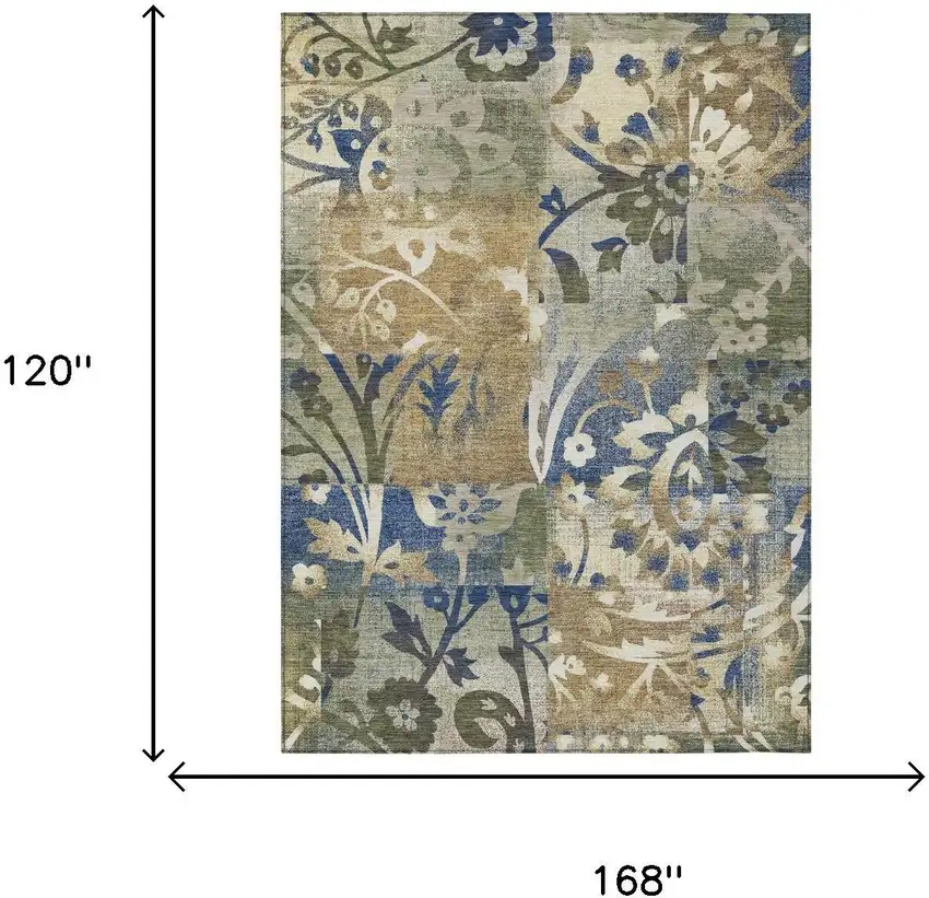 Olive Green And Green Botanical Leaves Washable Indoor Outdoor Area Rug Photo 6