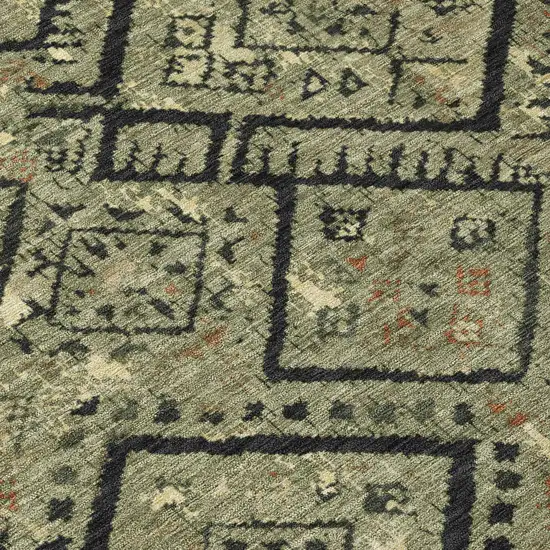 Olive Green And Green Geometric Washable Indoor Outdoor Area Rug Photo 9