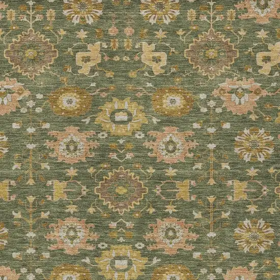 Olive Green And Green Geometric Washable Indoor Outdoor Area Rug Photo 2
