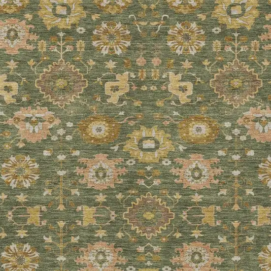 Olive Green And Green Geometric Washable Indoor Outdoor Area Rug Photo 2