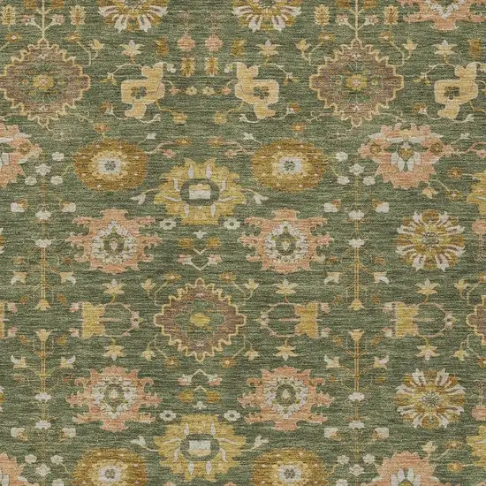 Olive Green And Green Geometric Washable Indoor Outdoor Area Rug Photo 2