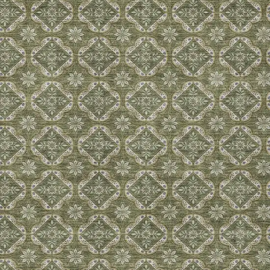 Olive Green And Green Geometric Washable Indoor Outdoor Area Rug Photo 2