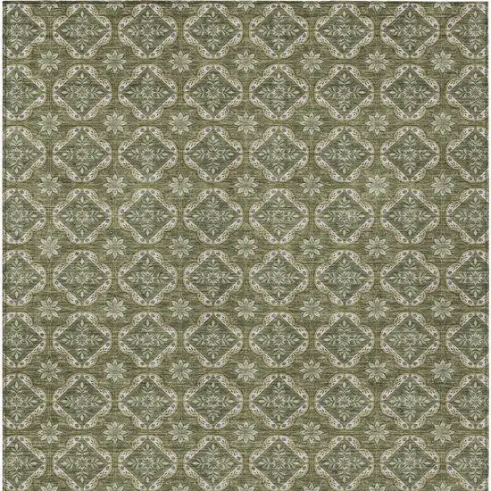 Olive Green And Green Geometric Washable Indoor Outdoor Area Rug Photo 3