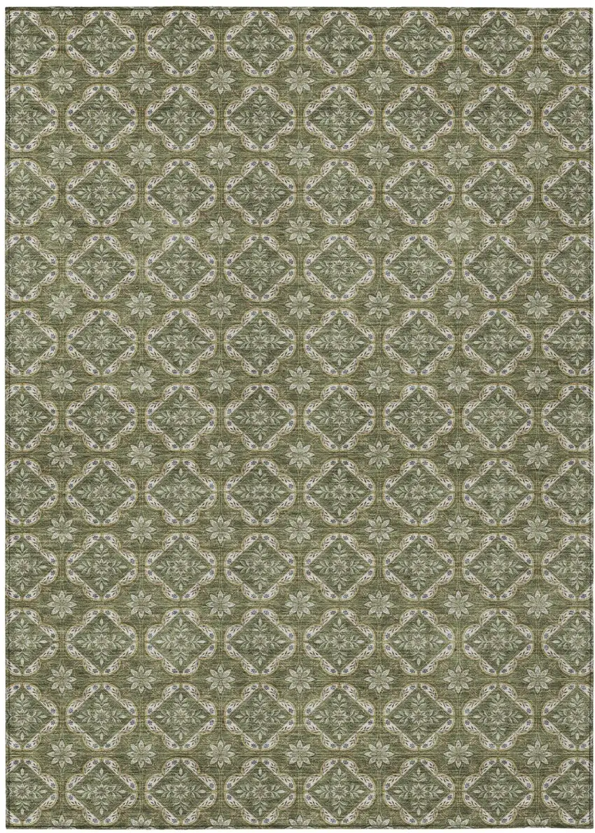 Olive Green And Green Geometric Washable Indoor Outdoor Area Rug Photo 1
