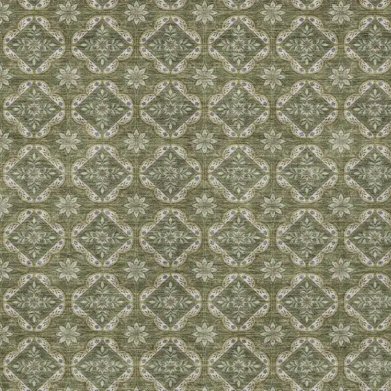 Olive Green And Green Geometric Washable Indoor Outdoor Area Rug Photo 2