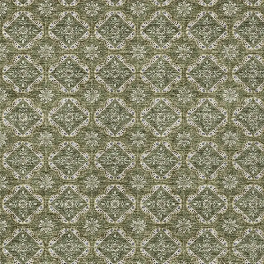 Olive Green And Green Geometric Washable Indoor Outdoor Area Rug Photo 2