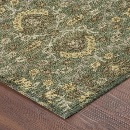 Olive Green And Green Geometric Washable Indoor Outdoor Area Rug Photo 4