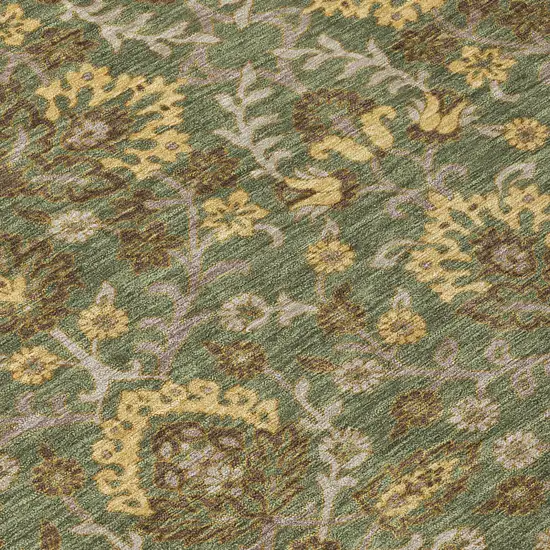 Olive Green And Green Geometric Washable Indoor Outdoor Area Rug Photo 5