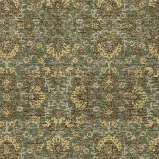 Olive Green And Green Geometric Washable Indoor Outdoor Area Rug Photo 2