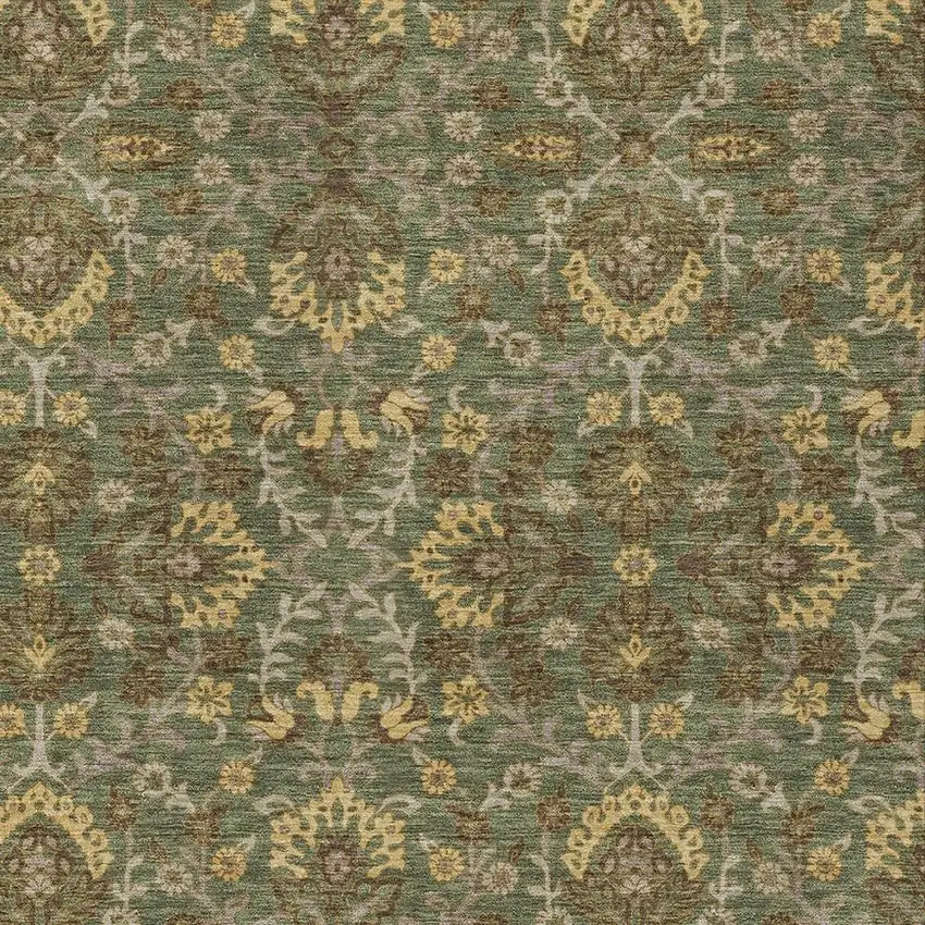 Olive Green And Green Geometric Washable Indoor Outdoor Area Rug Photo 2