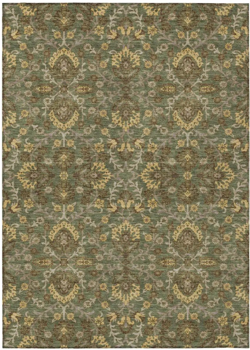 Olive Green And Green Geometric Washable Indoor Outdoor Area Rug Photo 1