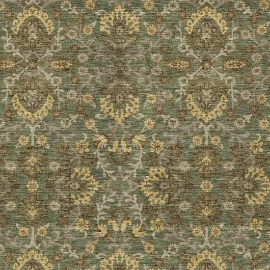 Olive Green And Green Geometric Washable Indoor Outdoor Area Rug Photo 2