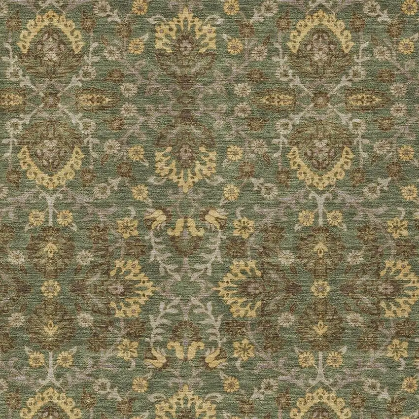 Olive Green And Green Geometric Washable Indoor Outdoor Area Rug Photo 2