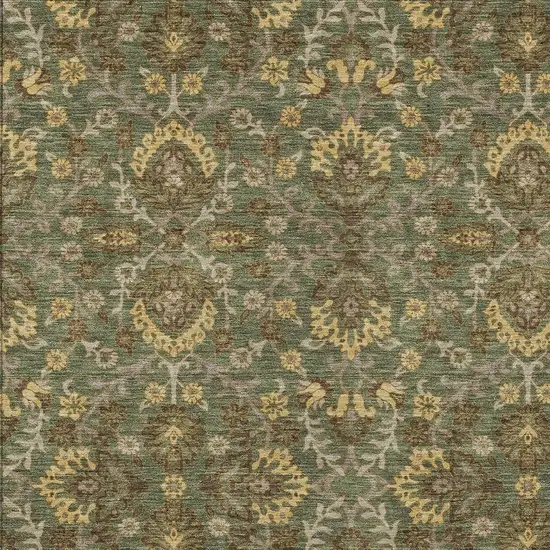 Olive Green And Green Geometric Washable Indoor Outdoor Area Rug Photo 2