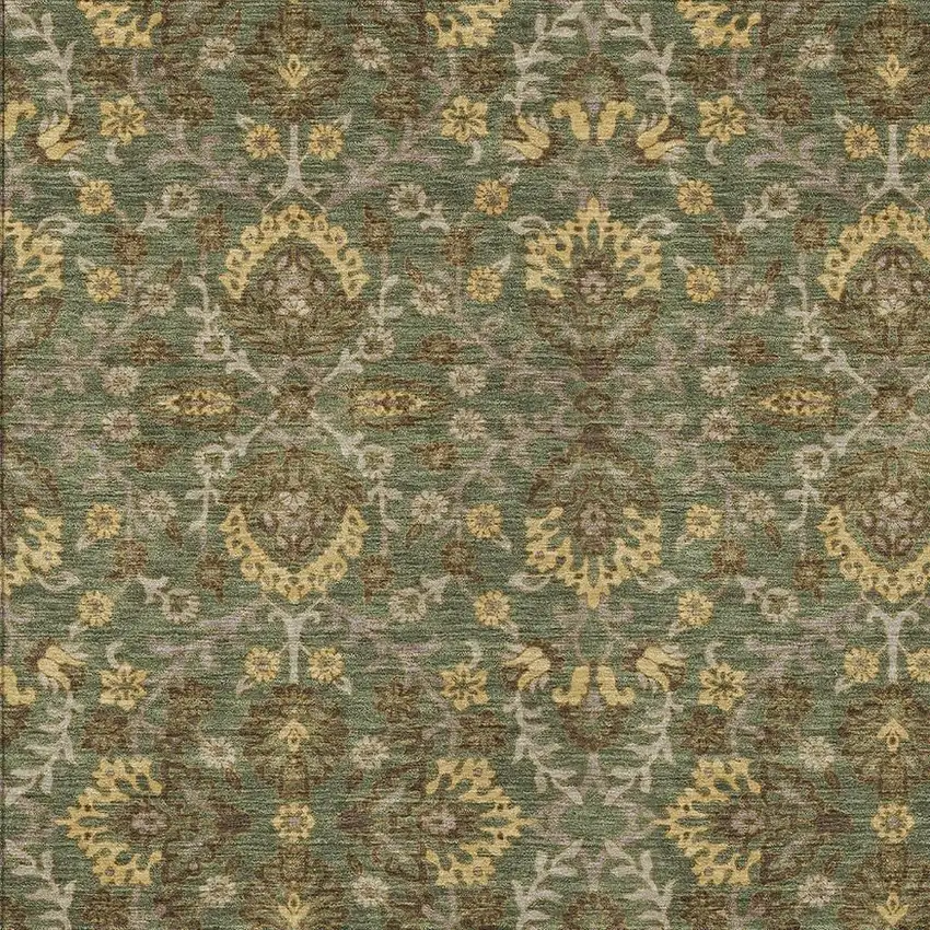 Olive Green And Green Geometric Washable Indoor Outdoor Area Rug Photo 2
