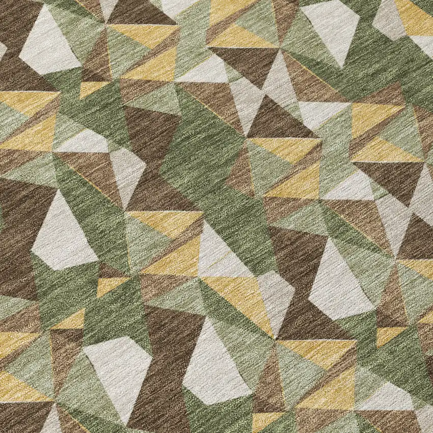 Olive Green And Green Geometric Washable Indoor Outdoor Area Rug Photo 5