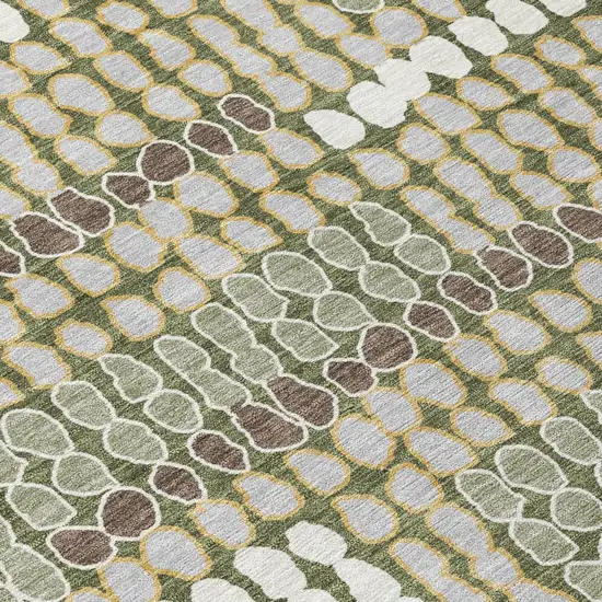Olive Green And Green Geometric Washable Indoor Outdoor Area Rug Photo 4