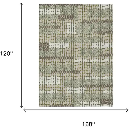 Olive Green And Green Geometric Washable Indoor Outdoor Area Rug Photo 5