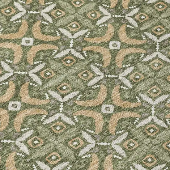 Olive Green And Green Geometric Washable Indoor Outdoor Area Rug Photo 5