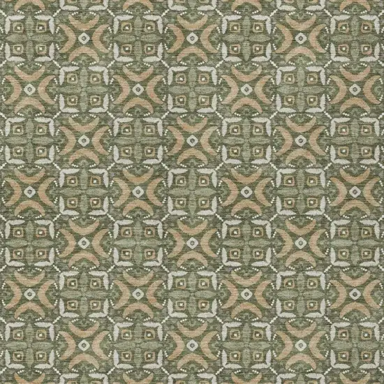 Olive Green And Green Geometric Washable Indoor Outdoor Area Rug Photo 1