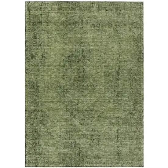 Olive Green And Green Oriental Washable Indoor Outdoor Area Rug Photo 2