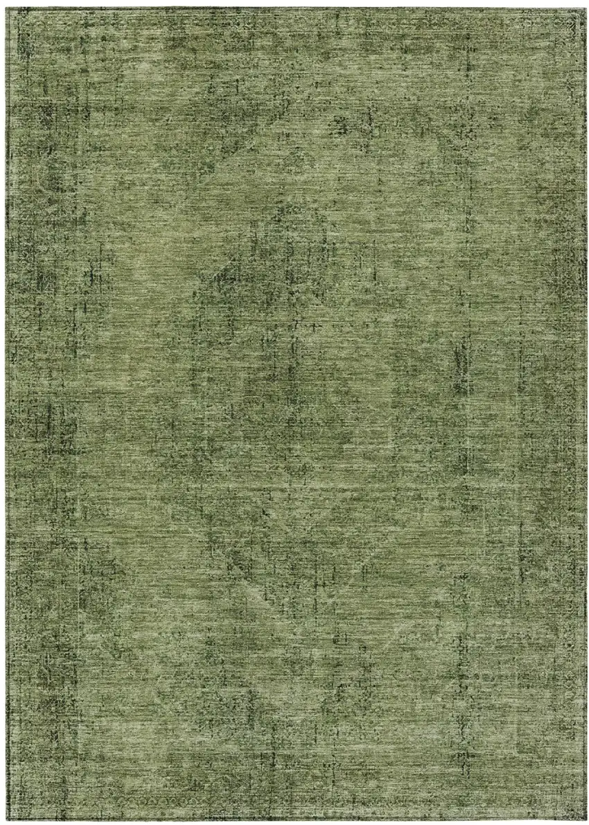 Olive Green And Green Oriental Washable Indoor Outdoor Area Rug Photo 2