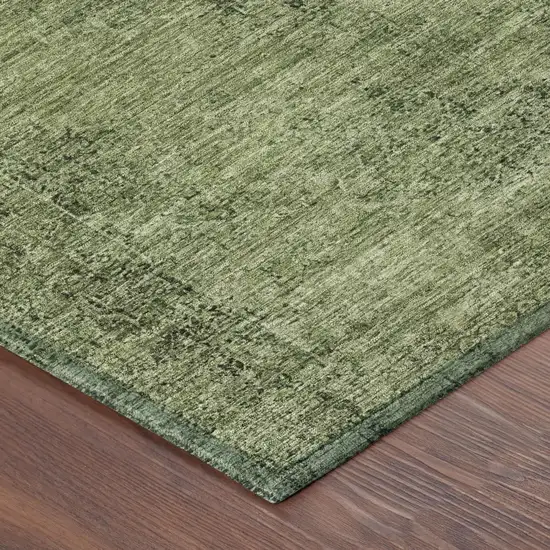 Olive Green And Green Oriental Washable Indoor Outdoor Area Rug Photo 4