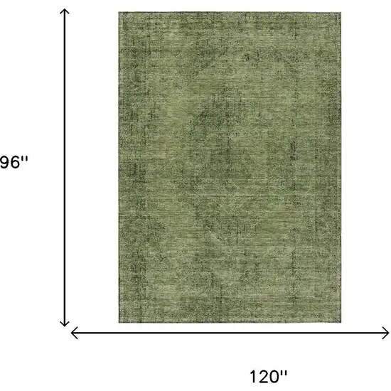 Olive Green And Green Oriental Washable Indoor Outdoor Area Rug Photo 6