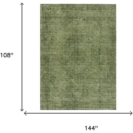 Olive Green And Green Oriental Washable Indoor Outdoor Area Rug Photo 7