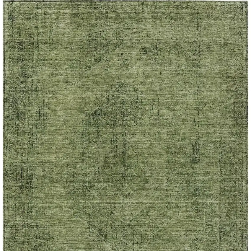 Olive Green And Green Oriental Washable Indoor Outdoor Area Rug Photo 4