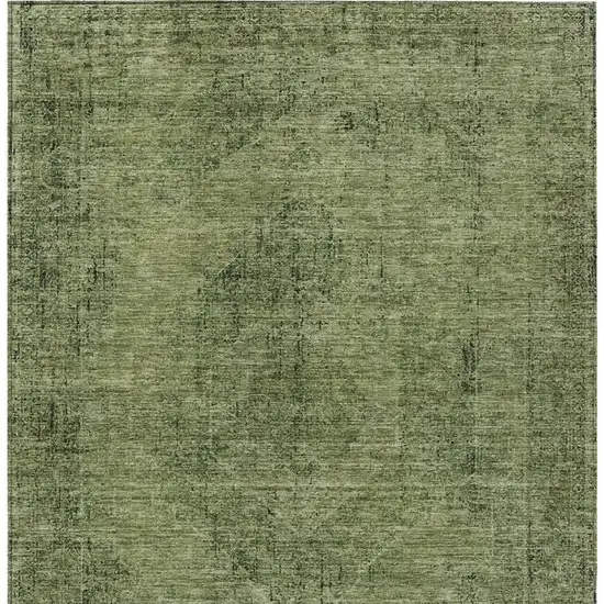 Olive Green And Green Oriental Washable Indoor Outdoor Area Rug Photo 4