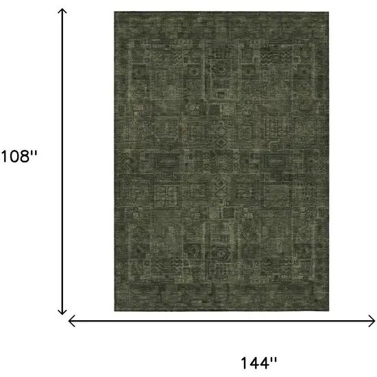 Olive Green And Green Oriental Washable Indoor Outdoor Area Rug Photo 5