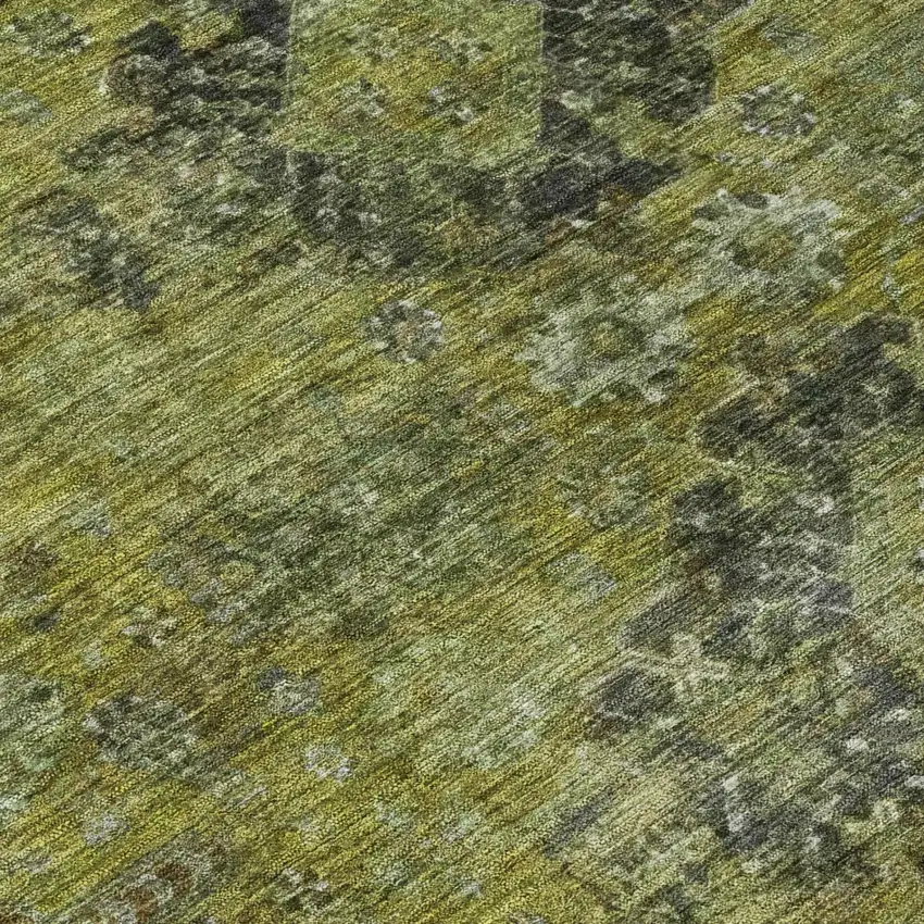 Olive Green And Green Oriental Washable Indoor Outdoor Area Rug Photo 4