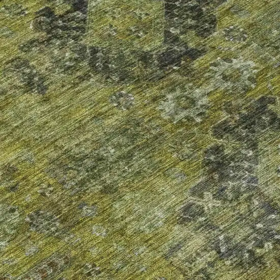 Olive Green And Green Oriental Washable Indoor Outdoor Area Rug Photo 4