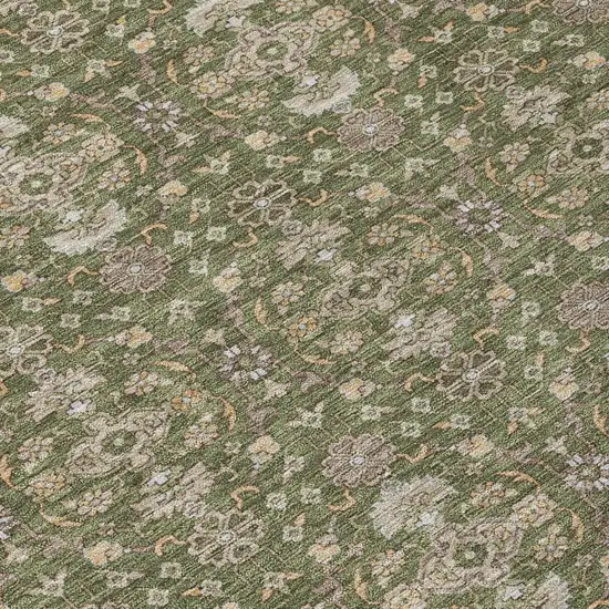 Olive Green And Green Oriental Washable Indoor Outdoor Area Rug Photo 5