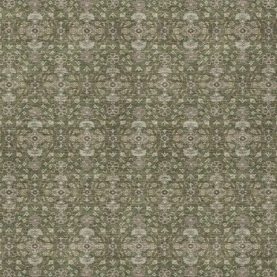 Olive Green And Green Oriental Washable Indoor Outdoor Area Rug Photo 1