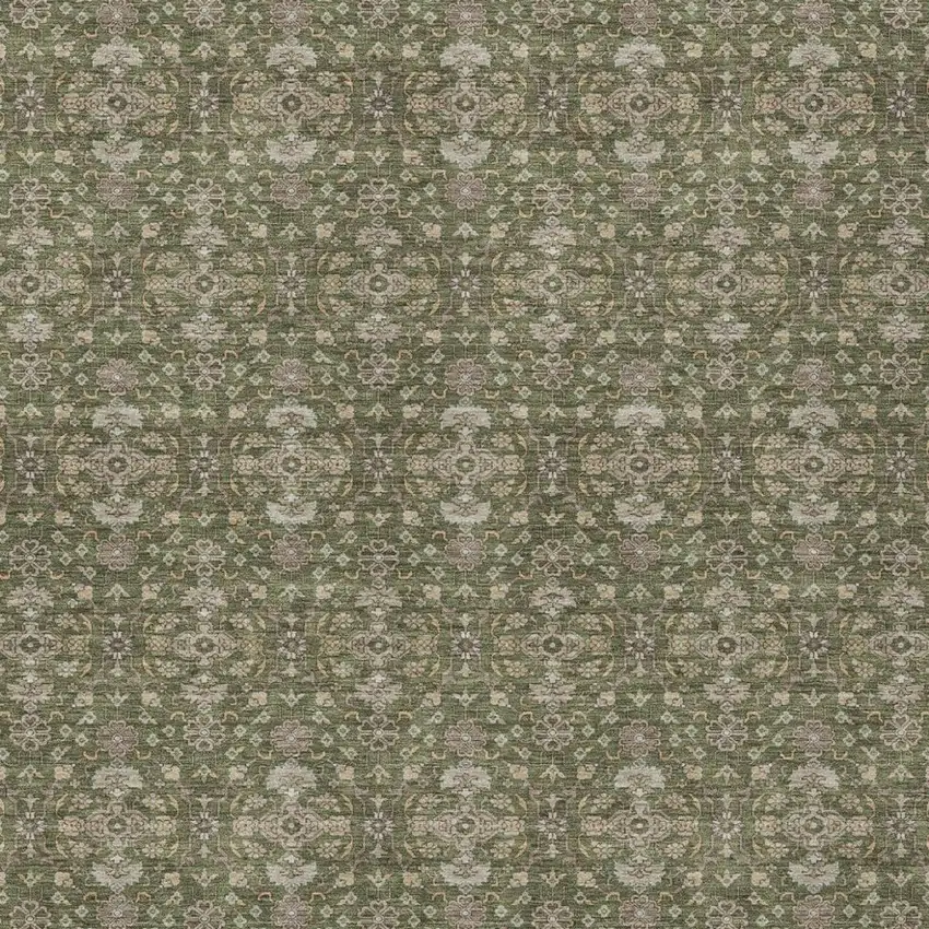 Olive Green And Green Oriental Washable Indoor Outdoor Area Rug Photo 1
