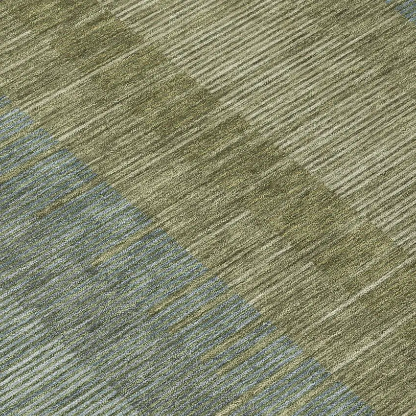 Olive Green And Green Striped Washable Indoor Outdoor Area Rug Photo 4