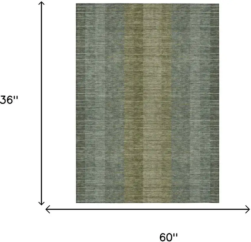 Olive Green And Green Striped Washable Indoor Outdoor Area Rug Photo 5