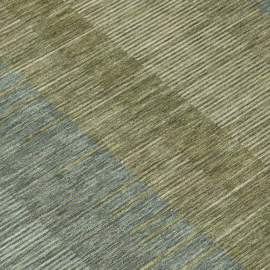 Olive Green And Green Striped Washable Indoor Outdoor Area Rug Photo 4